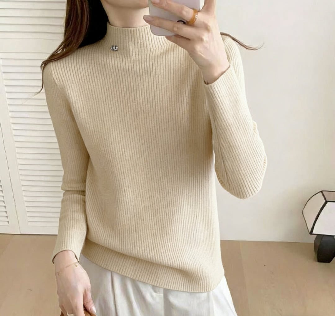Pull côtelé de haute qualité pour femmes avec col montant Chic & Stil