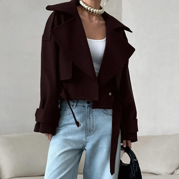 Oversized chiffon jacket for women with double collar Lune London