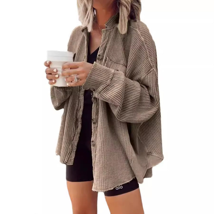 Ladies oversized waffle structure shirt jacket Lune London