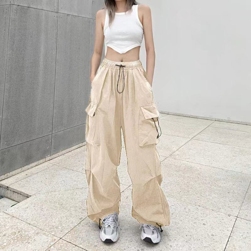 Women's cargo pants with practical side pockets and elastic waistband