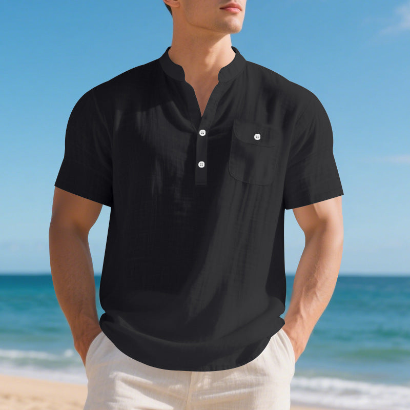 Fashion short sleeve shirt for men with button placket and chest pocket Lune London