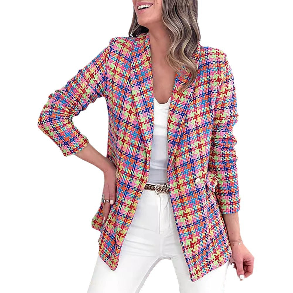 Double-breasted checked jacket for women Lune London