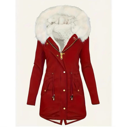 Ladies padded winter coat with removable hood Lune London