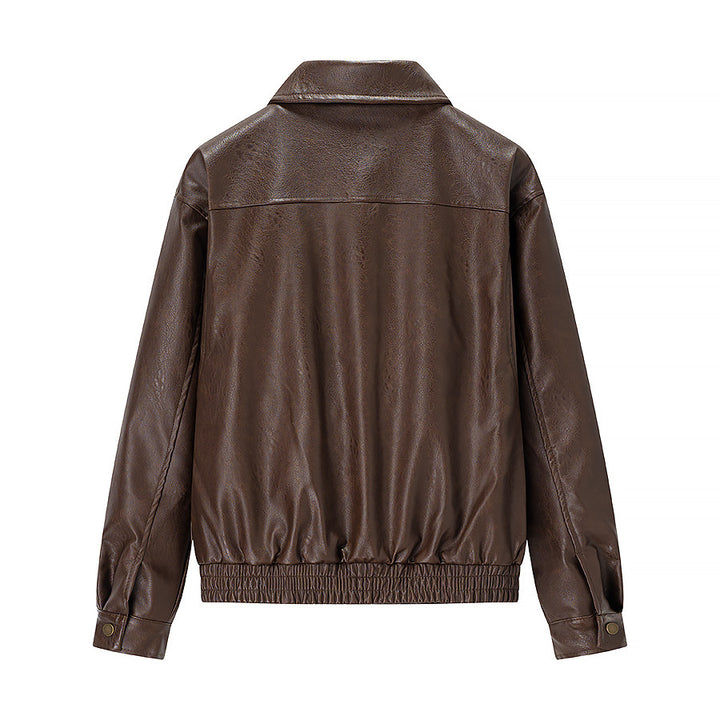 Veste en faux cuir pour femmes avec poches latérales pratiques Chic & Stil