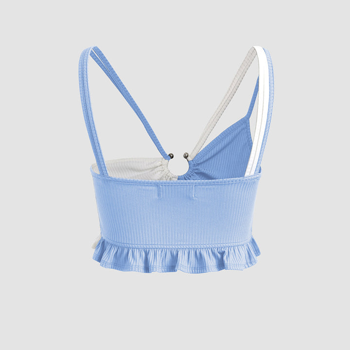 Short top for women with voluminous ruffles and adjustable straps Chic & Stil