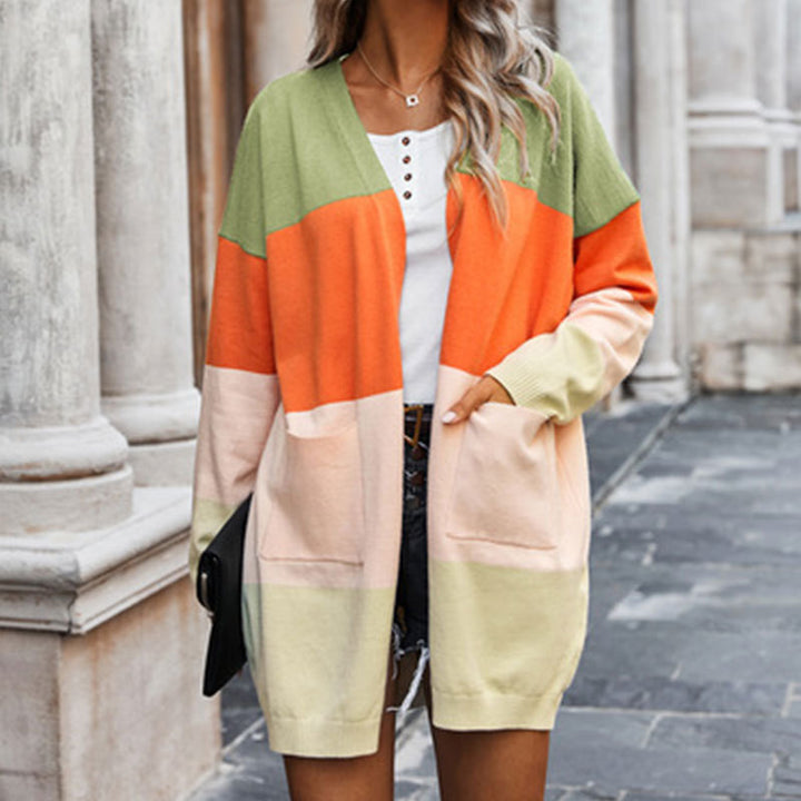 Cardigan pour femmes avec design color block et poches Chic & Stil