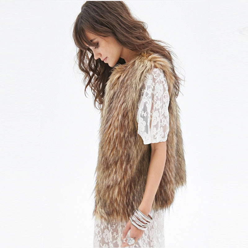 Ladies Elegant Faux Fur Gilet with Modern Chic Cut and Style
