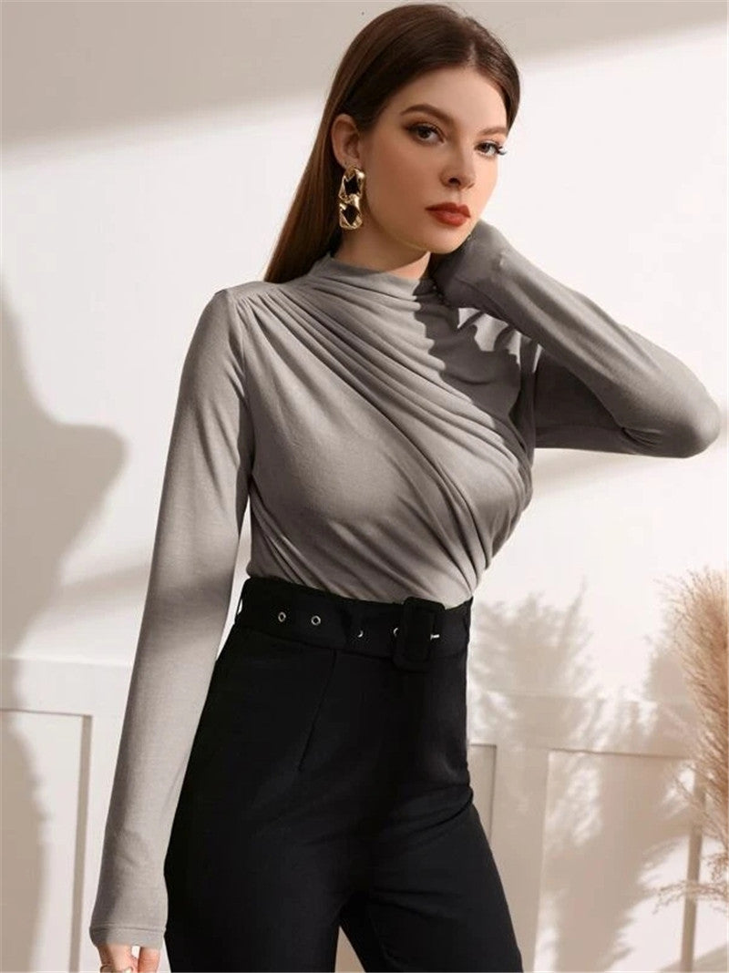 Long sleeve T-shirt for women with an elegant wrap design Lune London