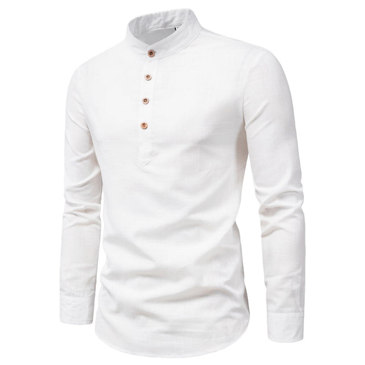 Trendy long-sleeve shirt for men with a high collar and elegant button placket Lune London