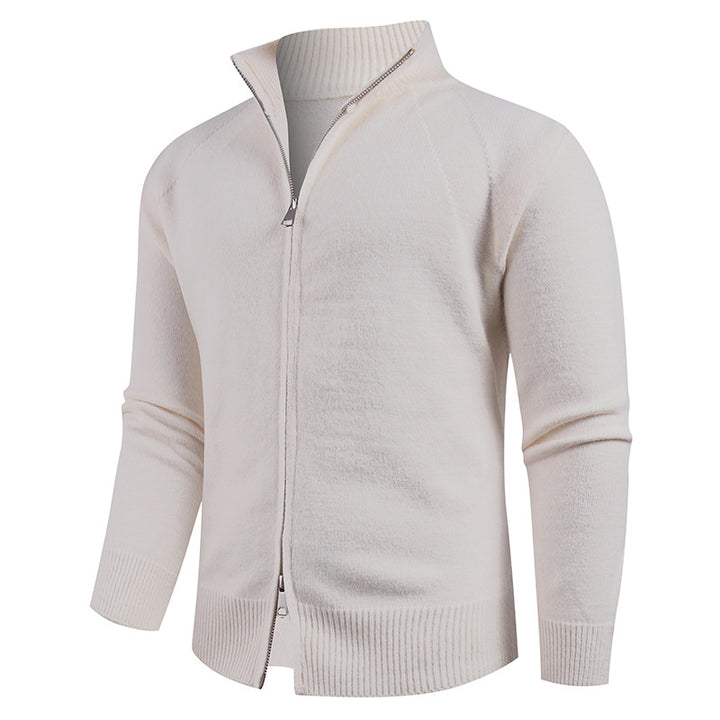High-quality knit jacket for men with modern zip and stand-up collar Lune London