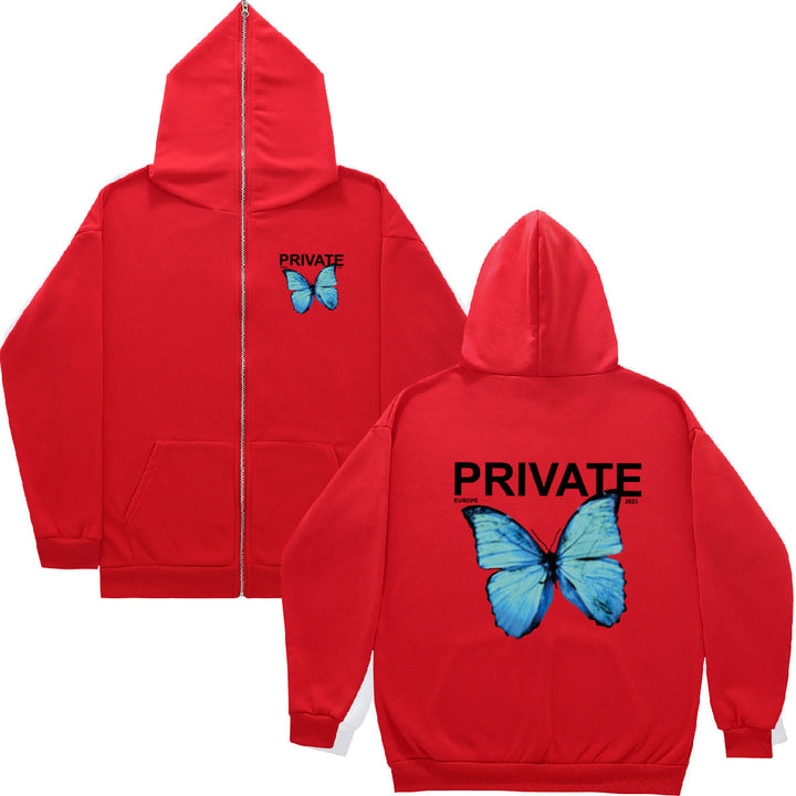 Women's fleece hoodie with colorful butterfly design Lune London