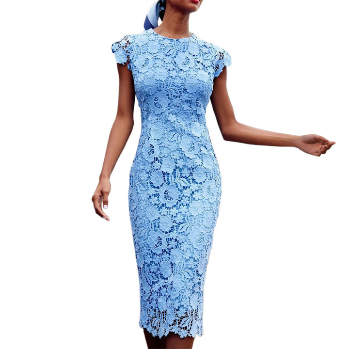 Women's sheath dress with floral lace top and figure-hugging cut Lune London