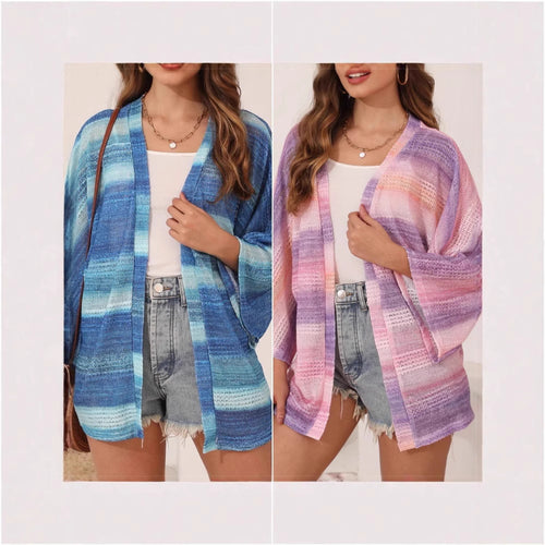 Ladies airy kimono with watercolor pattern Lune London