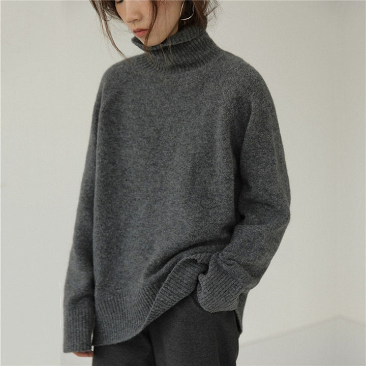 Women Oversized High Neck Sweater with Puffed Sleeves Lune London