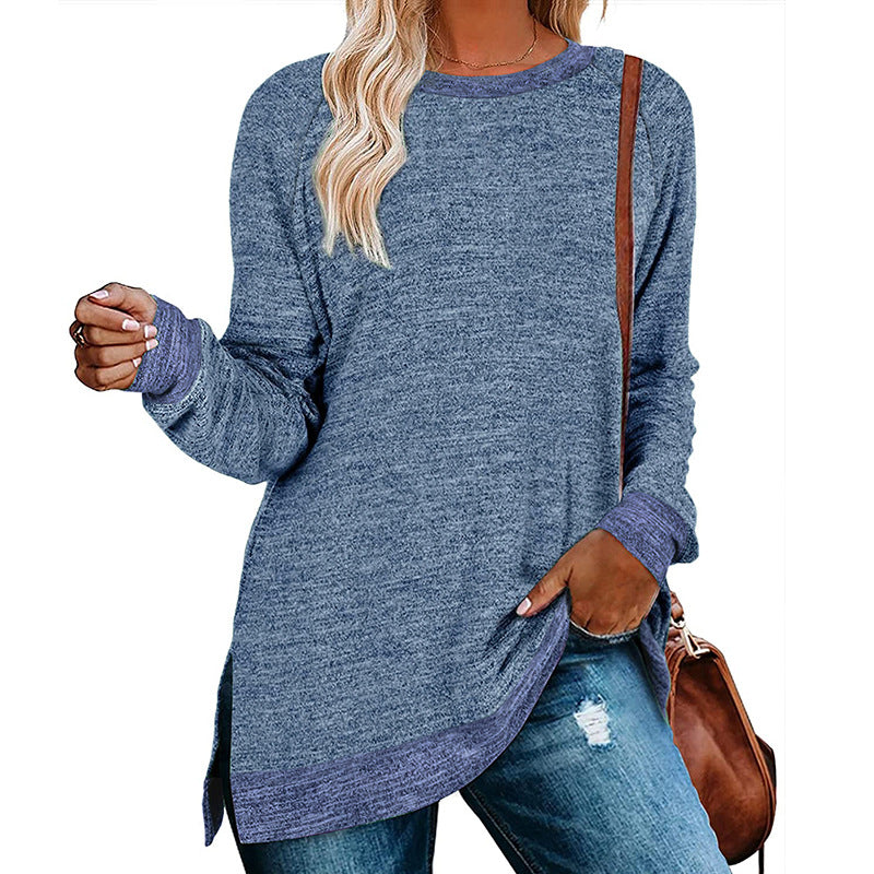 Casual oversized long sleeve t-shirt for women with contrast hem Lune London