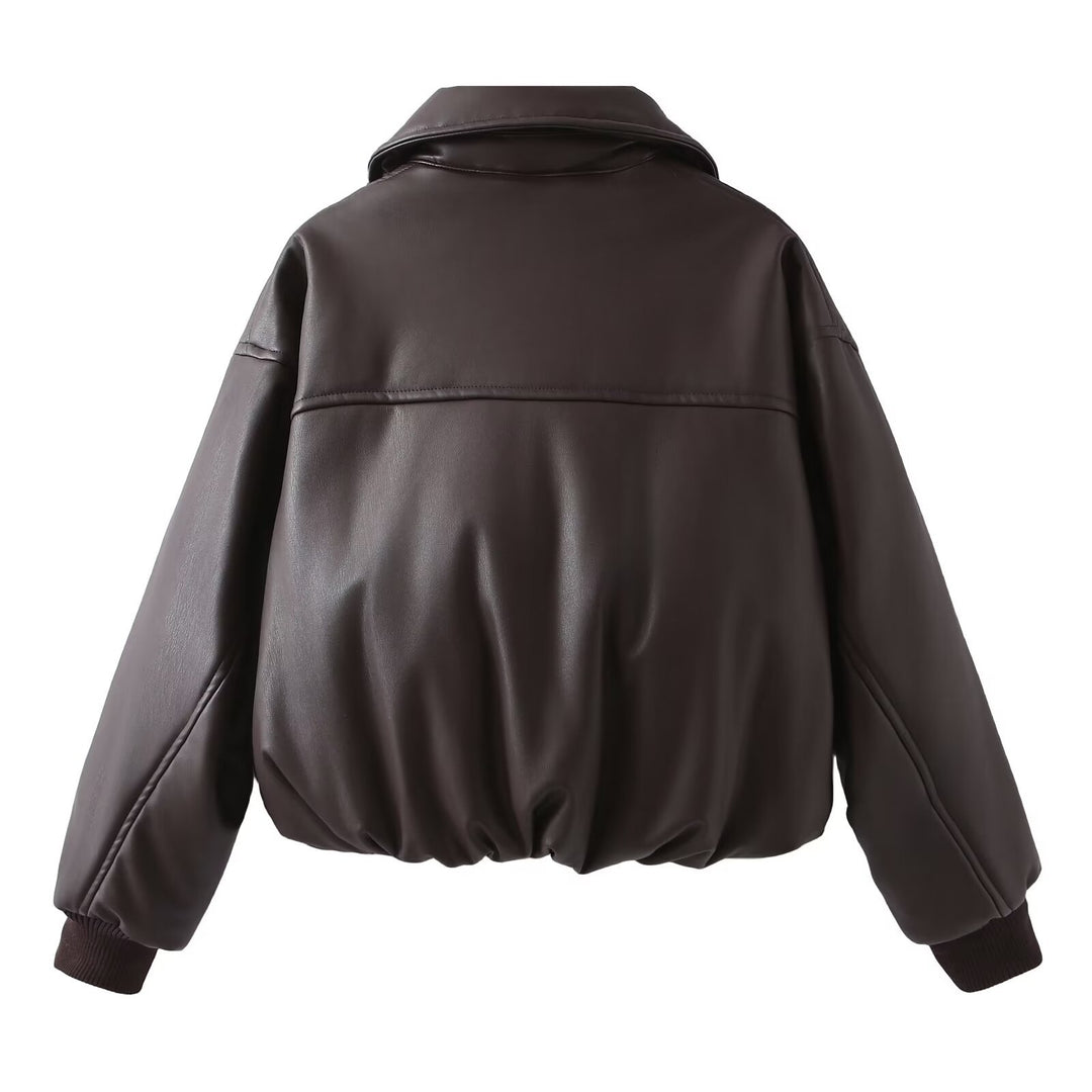 Trendy short jacket for women in high-quality synthetic leather Lune London