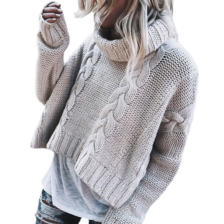 Chunky knit sweater for women with a bulky turtleneck and twisted pattern Lune London