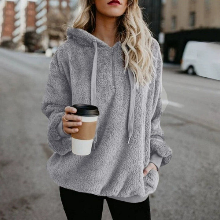 Ladies Oversized Fleece Hoodie with Comfortable Pockets and Drawstring Lune London