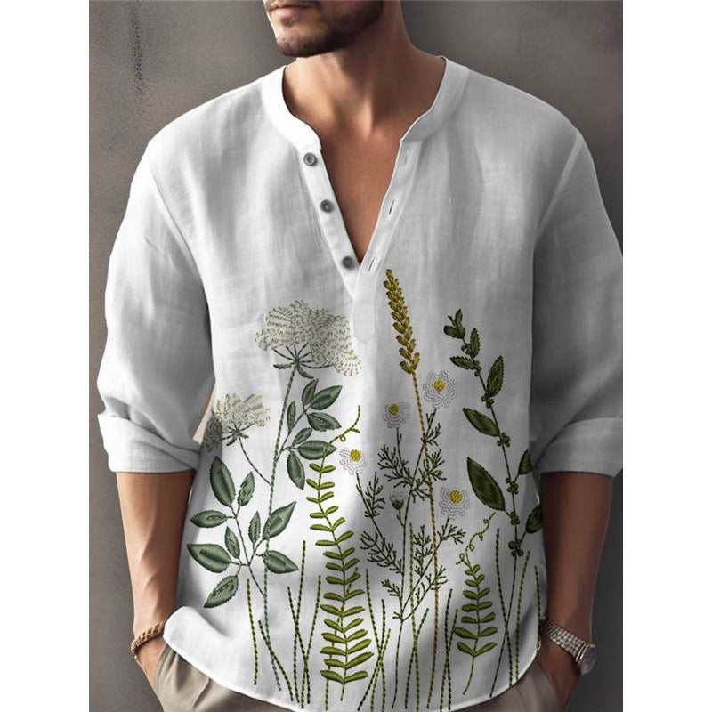 Elegant shirt for men embroidered with flowers Lune London