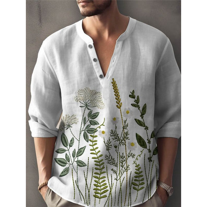 Elegant shirt for men embroidered with flowers Lune London