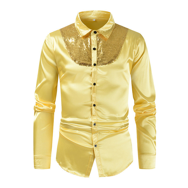 Elegant satin shirt for men with sequin inserts Lune London