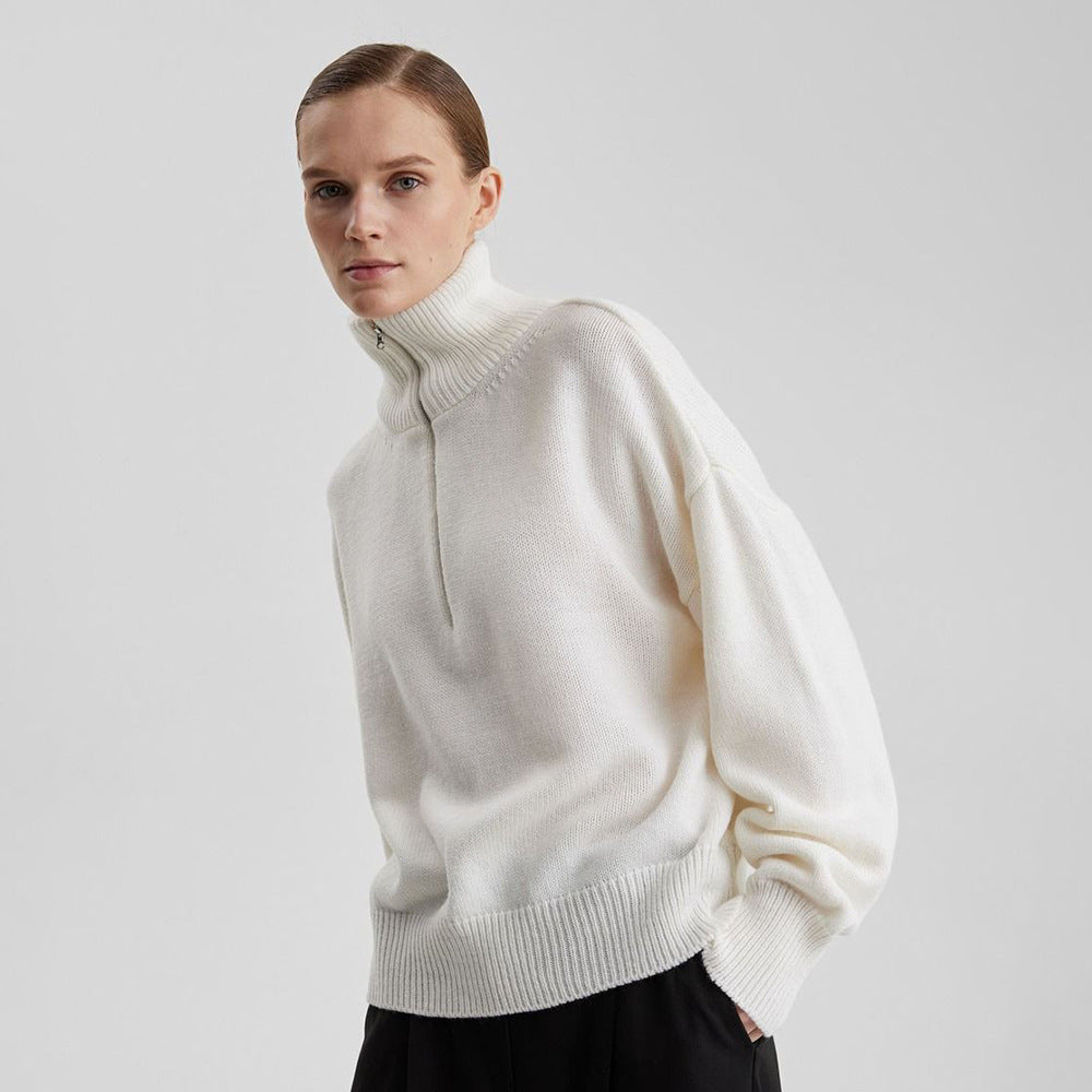 Ladies Knit Sweater with High Collar Lune London