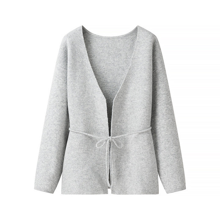 Ladies Cozy Knit Vest with Deep V-Neck and Waist Drawstring Lune London