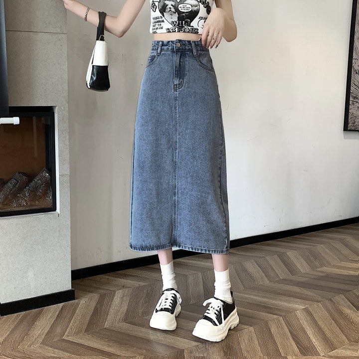 Jupe en denim midi pour femmes avec fente avant Chic & Stil