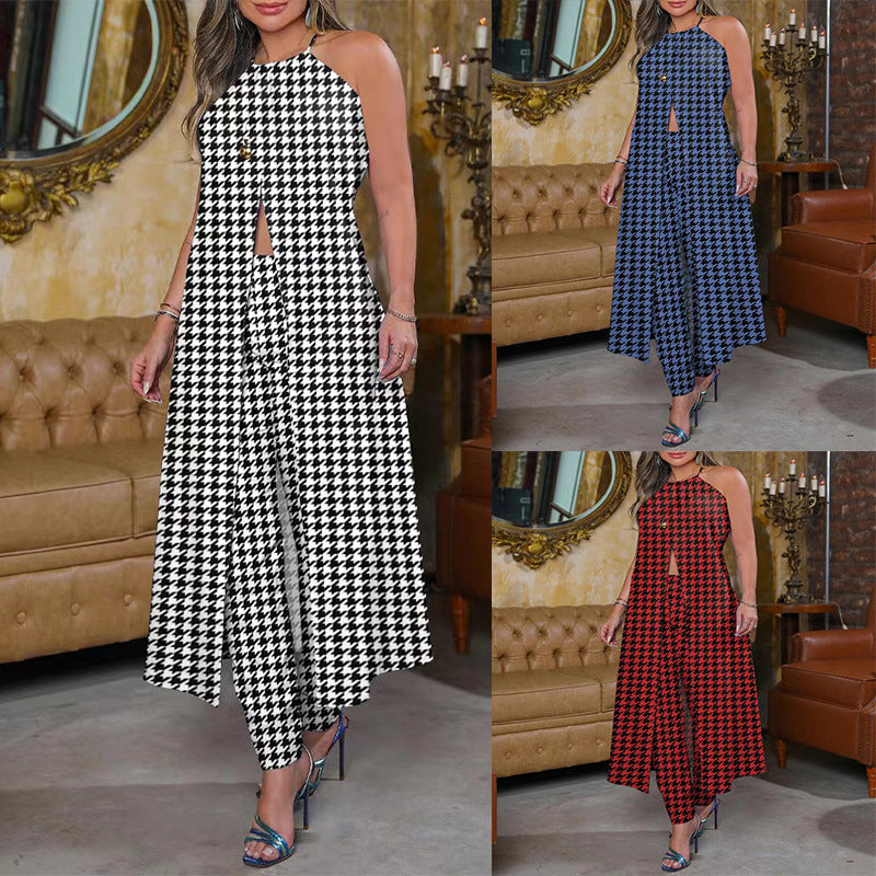 Maxi dress for women with flattering cut and trendy Prince of Wales pattern Lune London