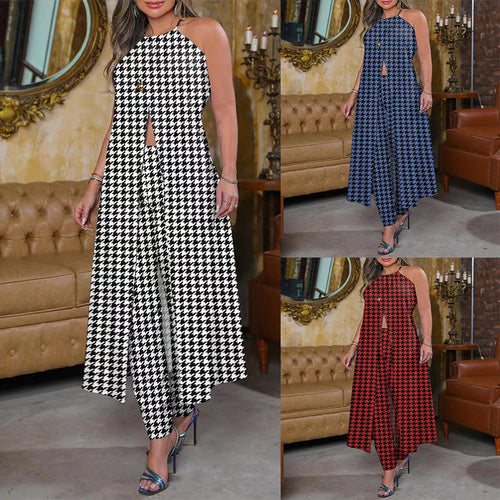 Maxi dress for women with flattering cut and trendy Prince of Wales pattern Lune London