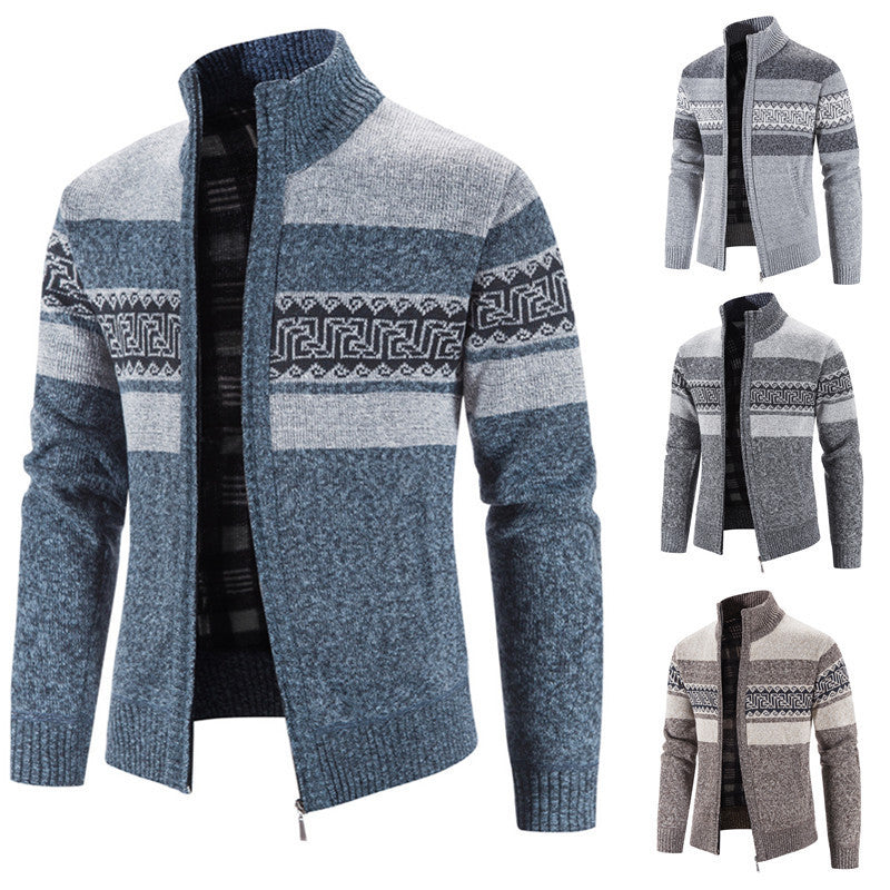 Comfortable knit jacket for men with zip collar Lune London