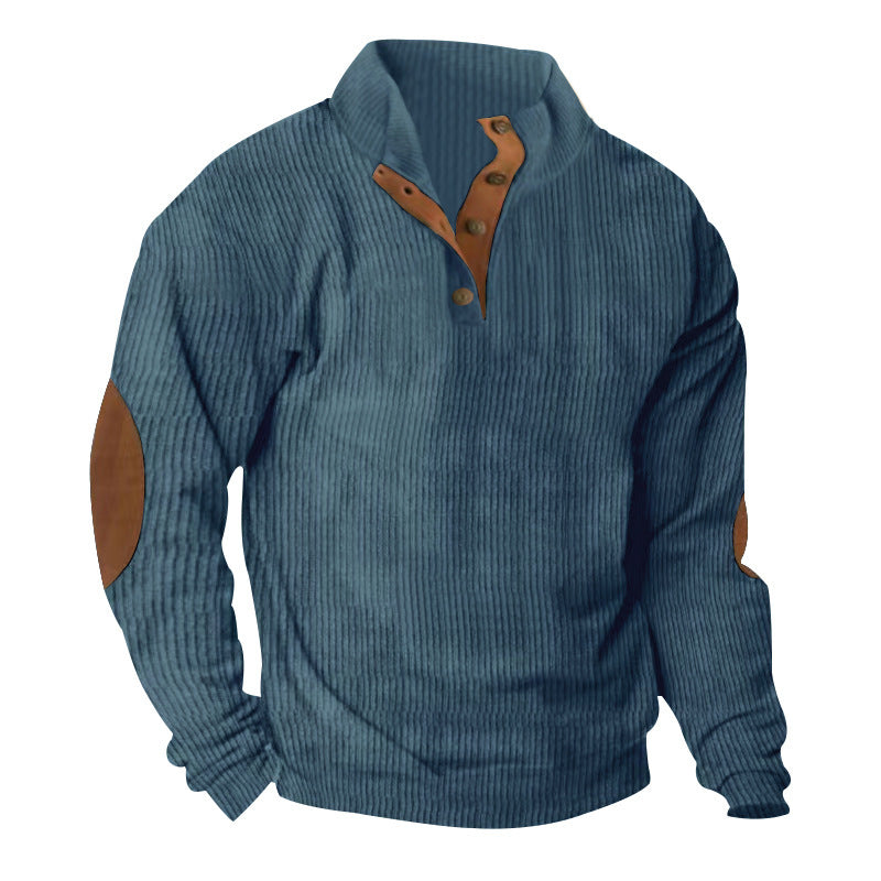 High-end knitwear for men with button placket and trendy leather applications Lune London