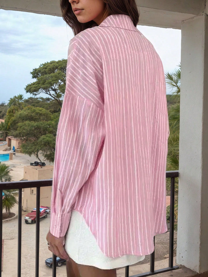 Casual cotton shirt for women with striped design and loose fit Lune London