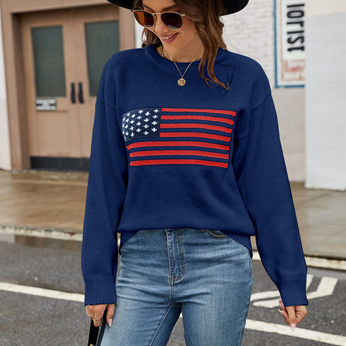 Casual sweater for women with flag pattern Lune London