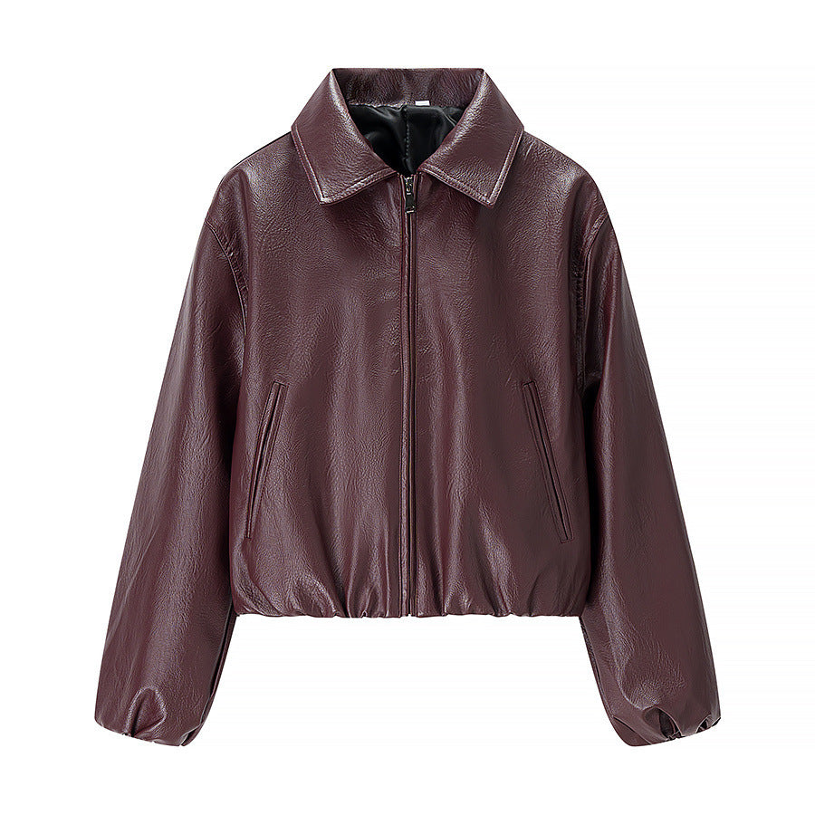 Veste en faux cuir élégante pour femmes avec ceinture élastique Chic & Stil