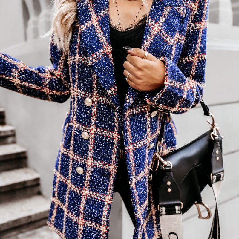Double-breasted checked jacket for women Lune London