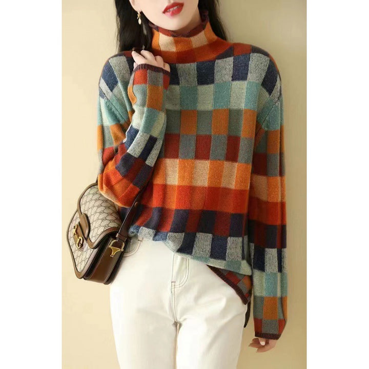 Sweater oversized pour femmes en motif carreaux Chic & Stil
