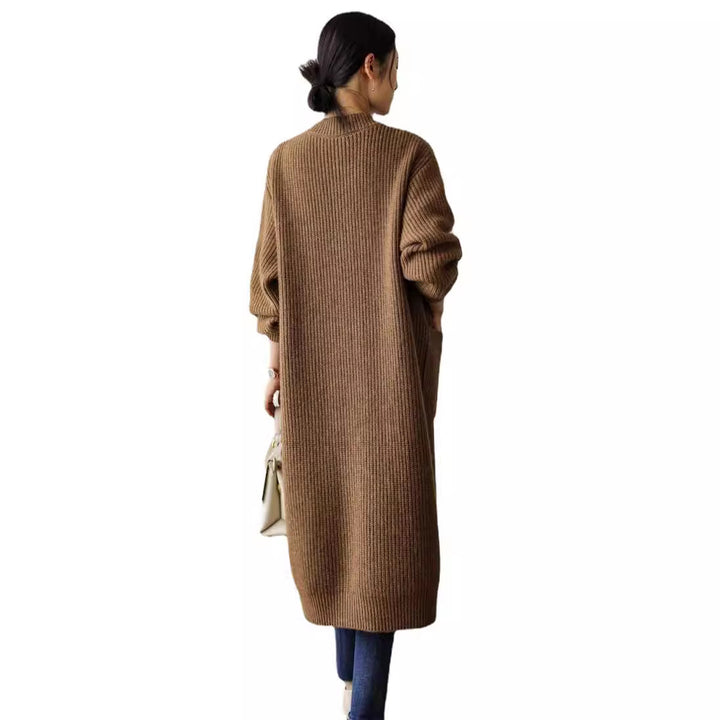 Knit coat for women with practical side pockets and elegant button details Lune London