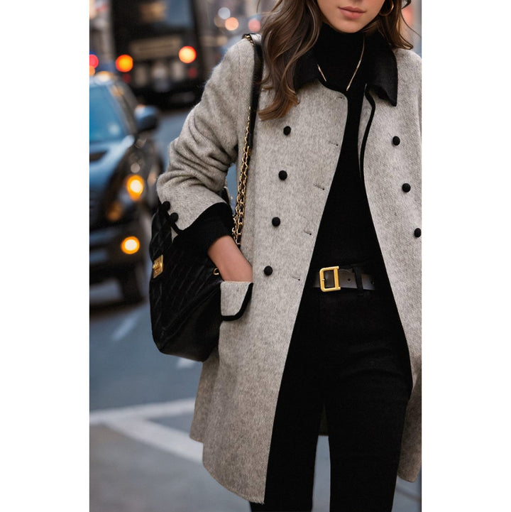 Elegant wool coat for women with classic design and contrasting collar Lune London