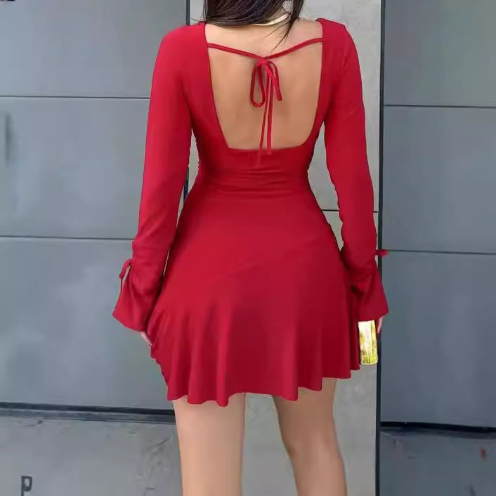 Wrap dress for women with long sleeves and decorative knots Lune London