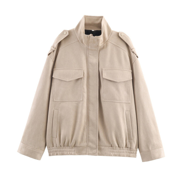 Trendy utility jacket for women with practical pockets and high collar Lune London
