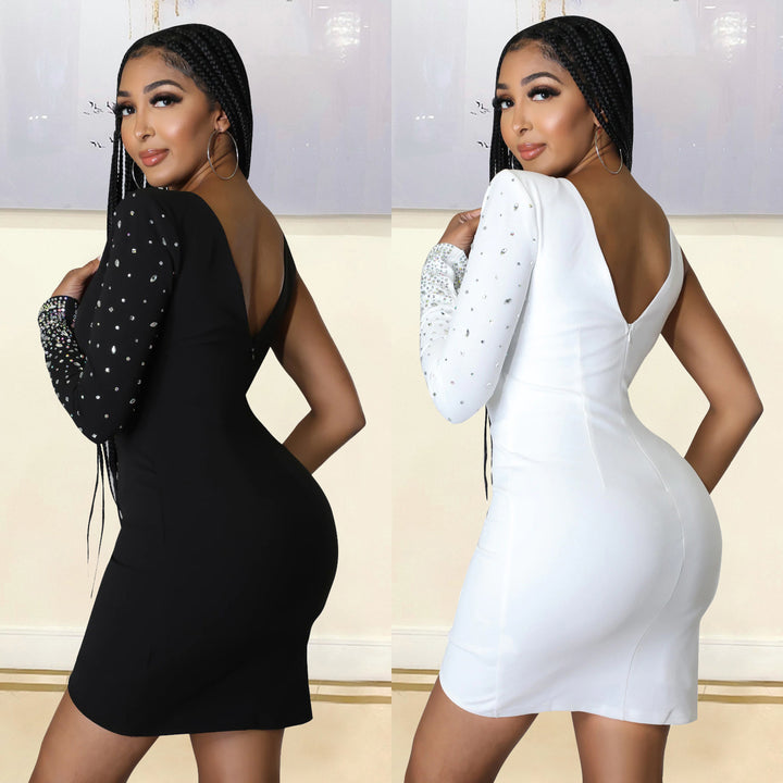 Ladies Elegant Mini Dress Cut Out with Rhinestone Details Lune London