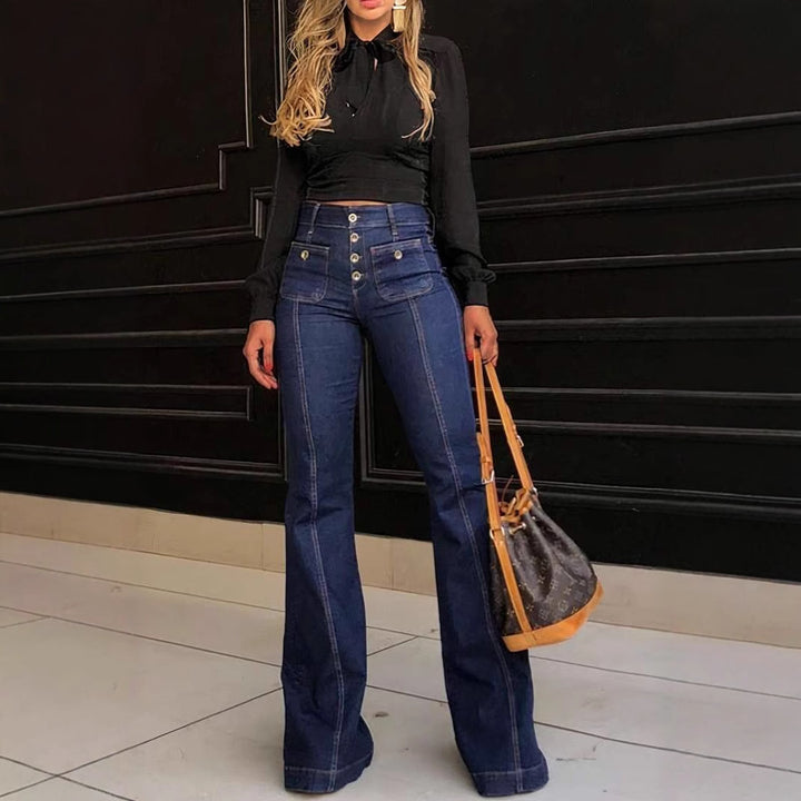 Ladies High-Waist Flared Pants Lune London