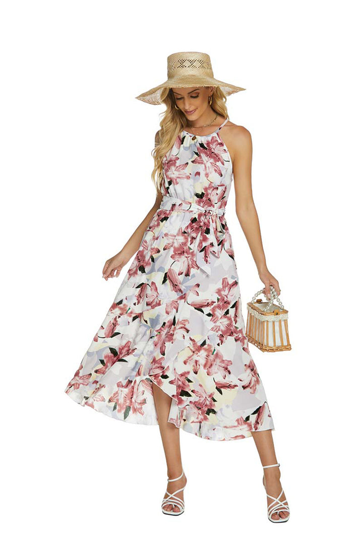 Ladies Floral Wrap Midi Dress Lune London
