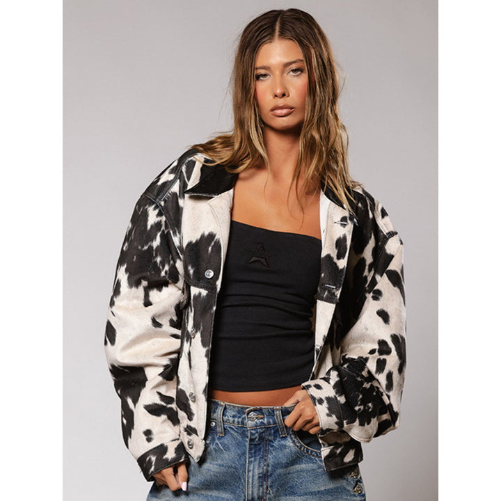 Trendy utility jacket for women with chic stain effect