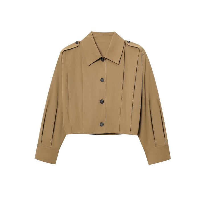 Short jacket for women with decorative button details and modern pleats Lune London