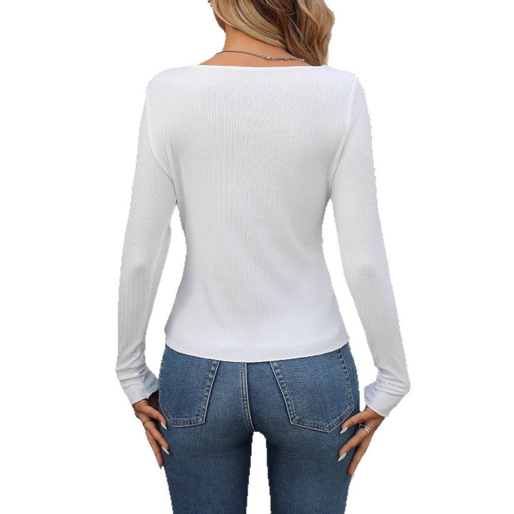Long-sleeve t-shirt for women with asymmetrical cut and decorative neckline Lune London