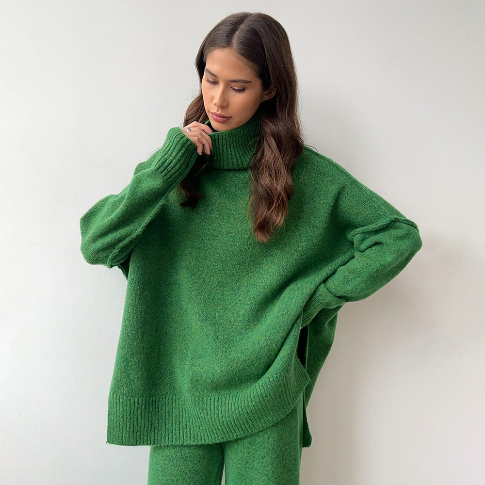 Women Comfortable Knit Set with Turtleneck Lune London