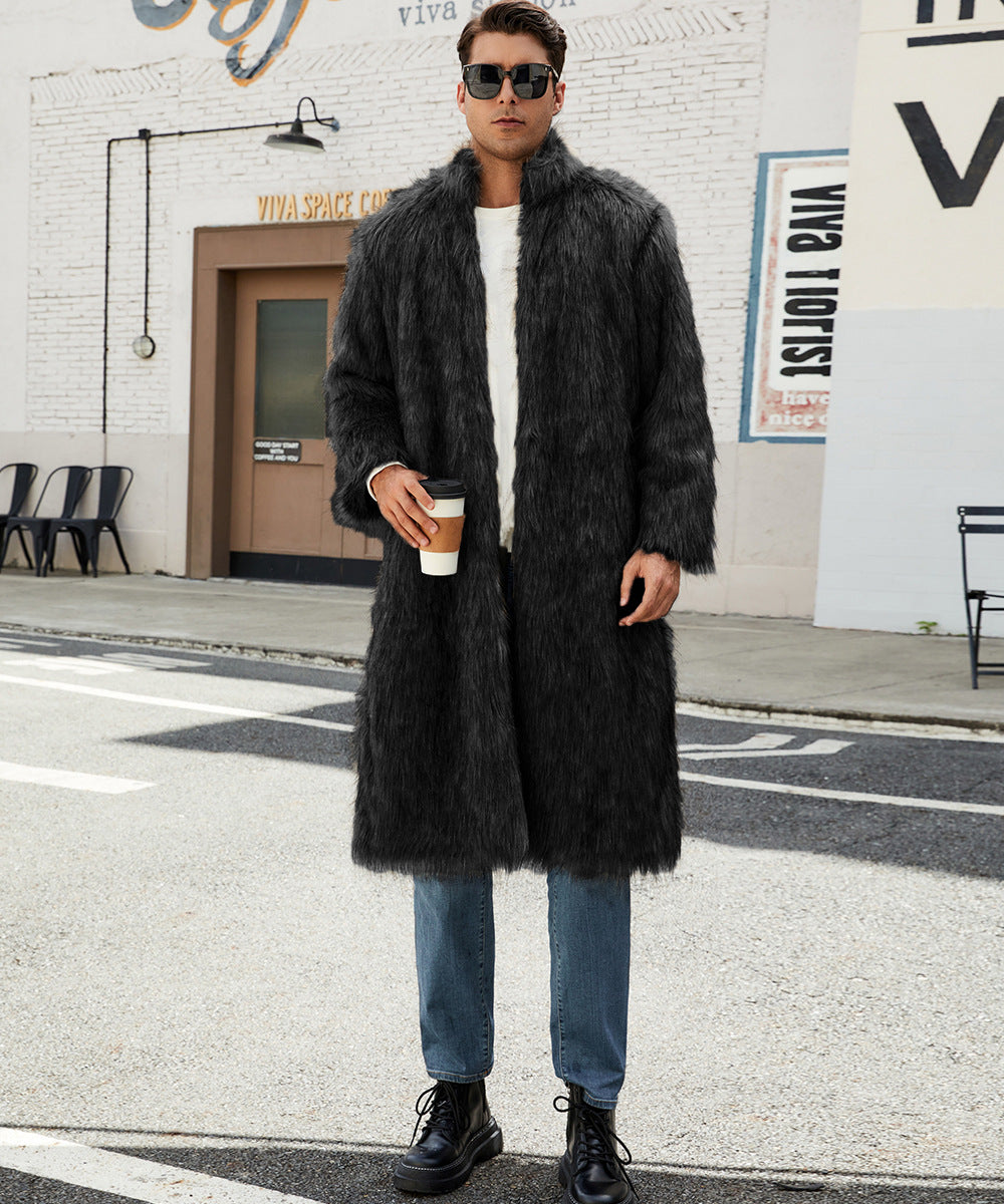 Men Elegant and Cozy Long Coat in Faux Fur Lune London