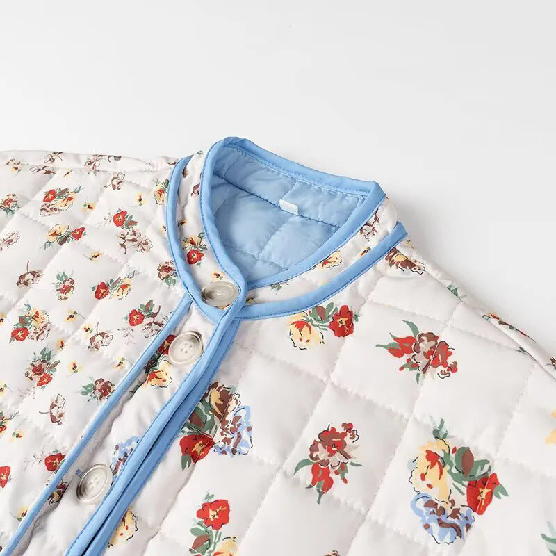 Ladies Blossom Stitched Padded Jacket with Practical Pocket and Modern Cut Lune London